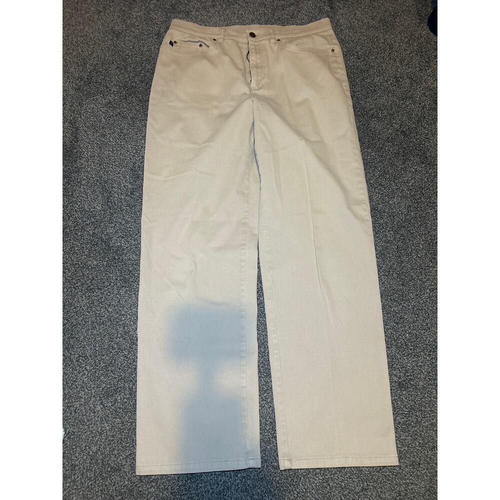 Lauren Ralph Lauren womens 10 pants tan micro textured straight leg high rise